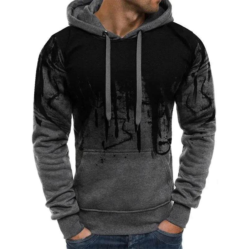 Gradient Print Men's Pullover Hooded Sweatshirt Spring Autumn Daily Fitness Sportswear Fashion Casual Hoodies Loose Clothing Shoppers Synchrony