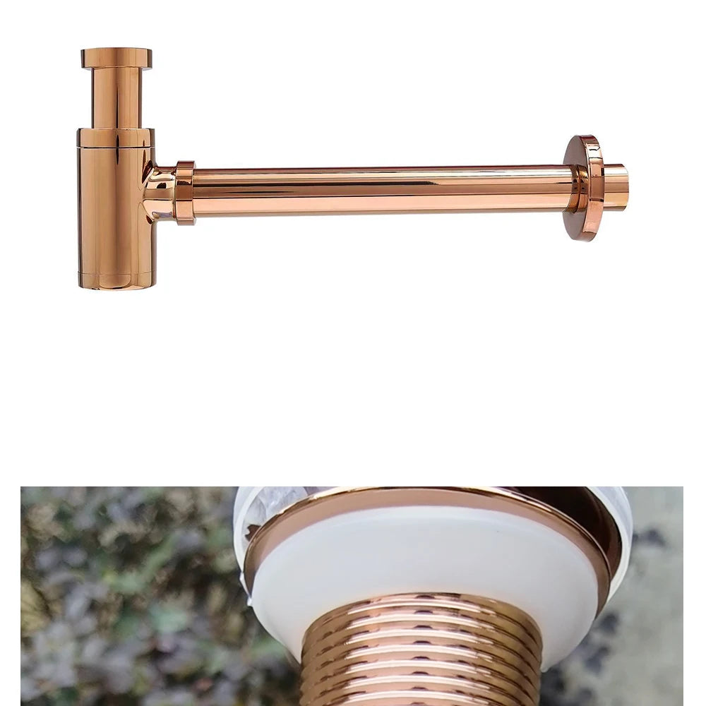 Rose Gold Basin Bottle Trap  Bathroom Sink Siphon Pipe Kits Pop Up Filter Stopper Toilet Washbasin Deodorization Drain Fittings Shoppers Synchrony