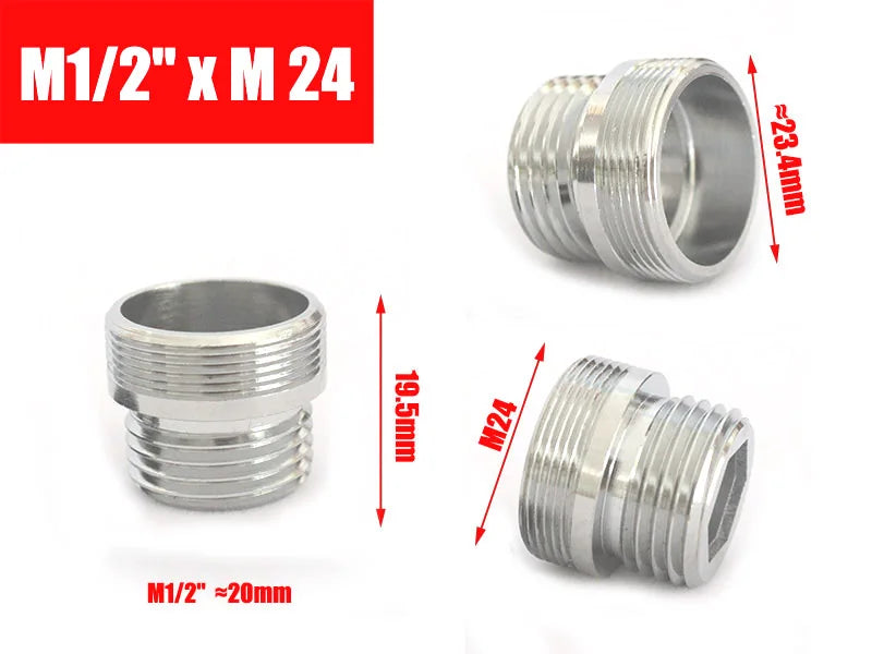 Brass Faucet Adapter1/2'' Male Screw Reducer Straight Fittings To 16 18 20 22 24 26 28 30MM  Kitchen Bathroom Aerator Connectors Shoppers Synchrony