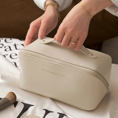 Cosmetic Bag PU Leather Large-capacity Travel Cosmetics Storage Bags Women Portable Handbag Multifunction Waterproof Washing Bag Shoppers Synchrony