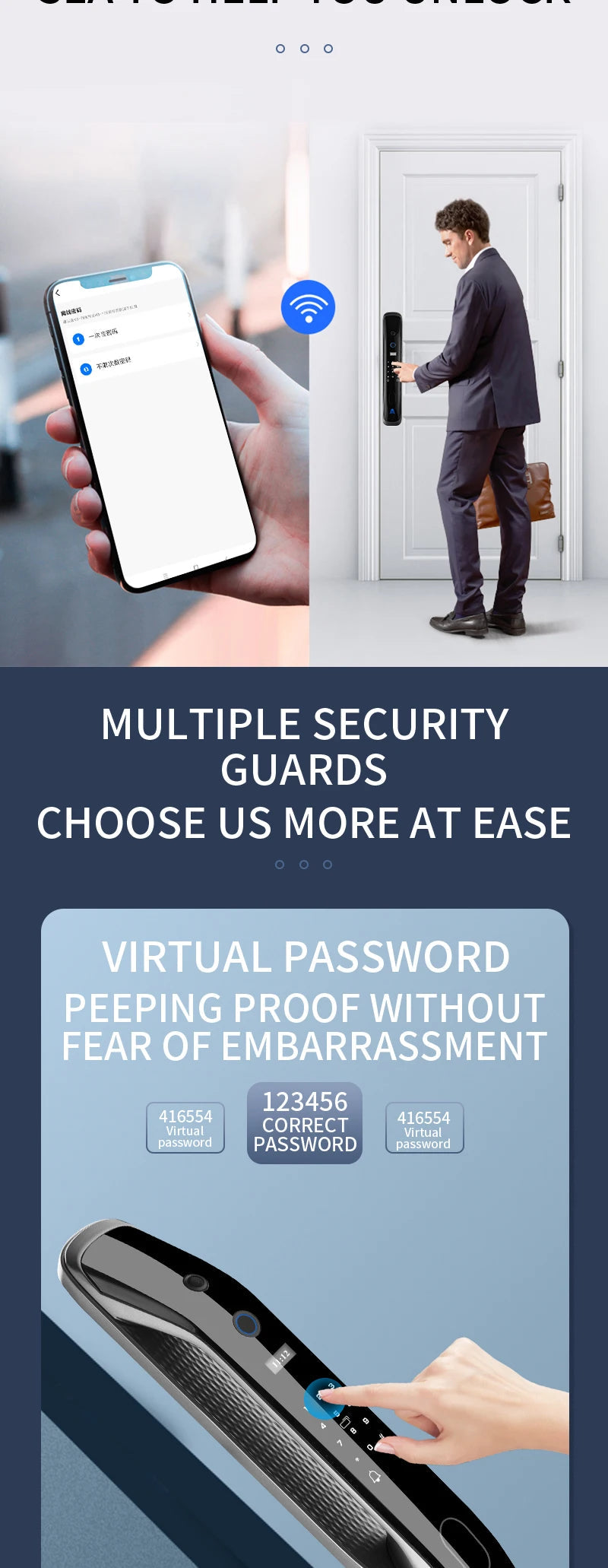 New Biometric Fingerprint Lock Security Smart Door Lock Password Electronic Locks Key IC Card Unlock APP Camera Electronic Lock Shoppers Synchrony