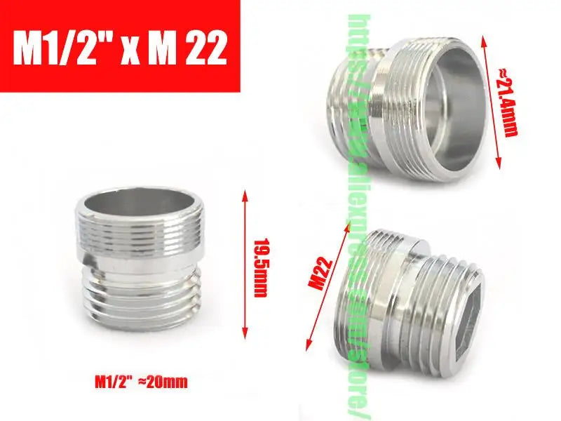 Brass Faucet Adapter1/2'' Male Screw Reducer Straight Fittings To 16 18 20 22 24 26 28 30MM  Kitchen Bathroom Aerator Connectors Shoppers Synchrony