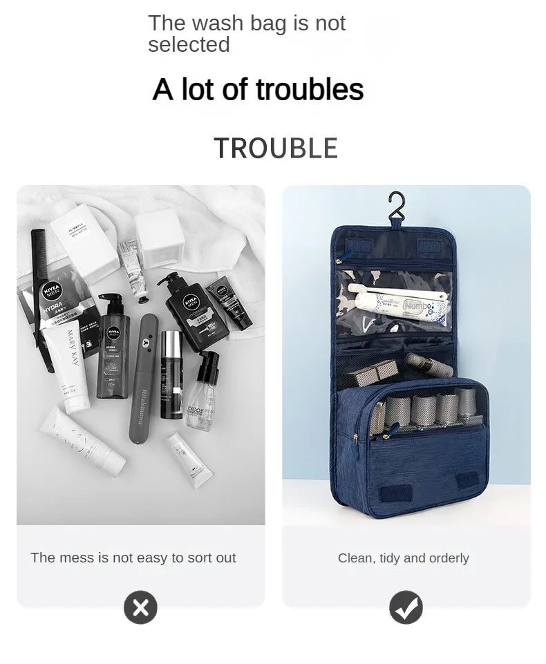 1pc Foldable Toiletry Bag Organizer Hanging Storage Bag Bathroom Makeup Bag Case Travel Dry And Wet Separation Cosmetic Bag Shoppers Synchrony