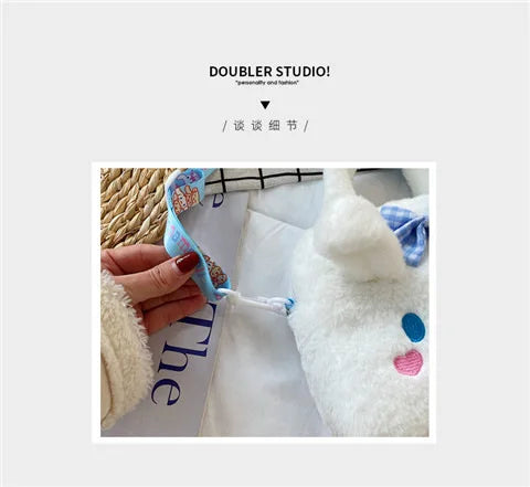 Kawaii Sanrio Plush Bag Kuromi Melody Cinnamoroll Cartoon Anime Handbag Crossbody Cosmetic Travel Storage Bags Women Girls Gifts Shoppers Synchrony