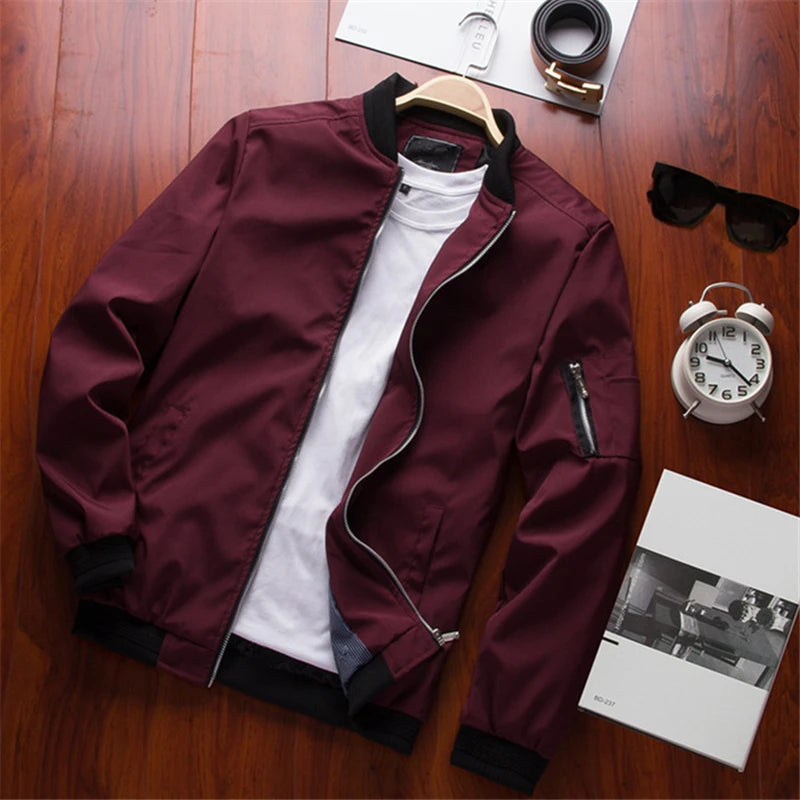 Men Bomber Jacket Thin Slim Long Sleeve baseball Jackets Mens Windbreaker Zipper Windbreaker Jacket Male Outwear Brand Clothing Shoppers Synchrony