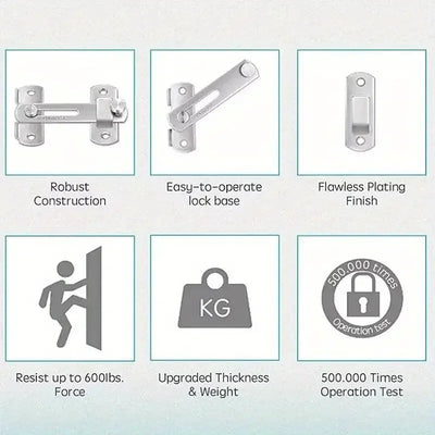 1Pcs Stainless Steel Sliding Barn Door Lock Hardware Gate Latches, Window Closet, Matte Black Silvery Shoppers Synchrony