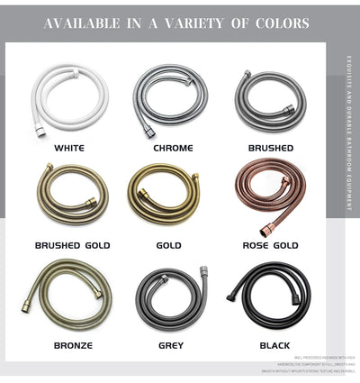 High Quality Black White Shower Hose Bathroom Fitting Stainless Steel Bath Tube 150CM Water Pipe Chrome Burshed Gold Grey Bronze Shoppers Synchrony