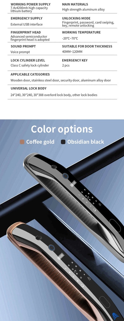 New Biometric Fingerprint Lock Security Smart Door Lock Password Electronic Locks Key IC Card Unlock APP Camera Electronic Lock Shoppers Synchrony