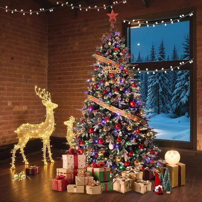 Snow Flocked Prelit Christmas Tree 6 Ft 7.5 Ft 9 Ft With LED Lights Magic Bean Store