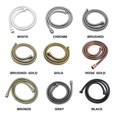 High Quality Black White Shower Hose Bathroom Fitting Stainless Steel Bath Tube 150CM Water Pipe Chrome Burshed Gold Grey Bronze Shoppers Synchrony