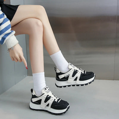 Women's Sneakers Trend 2024 Flat Female White Shoes High Quality Summer Sports Shoes Round Toe Black Woman Fashion Blown Sneaker Shoppers Synchrony