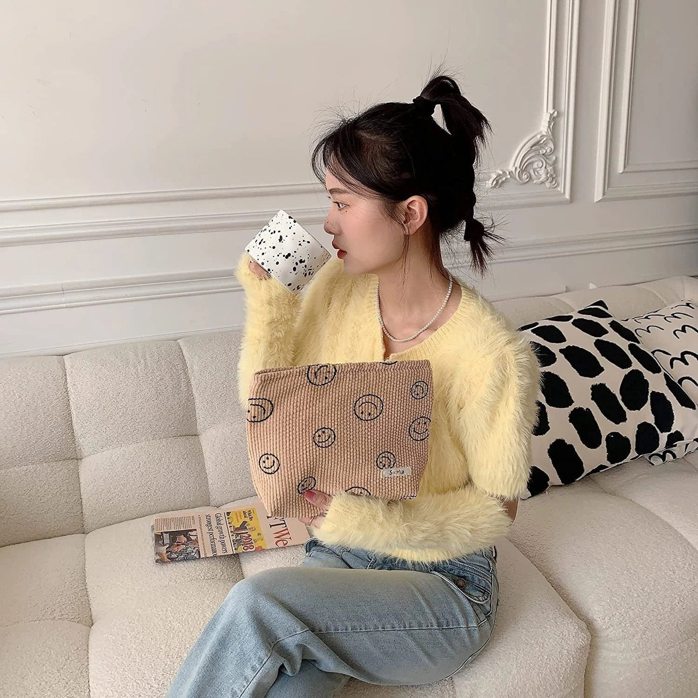 Makeup Bag Large Checkered Cosmetic Bag Capacity Travel Toiletry Bag Cute Makeup Brushes Aesthetic Accessories Storage Bag Shoppers Synchrony