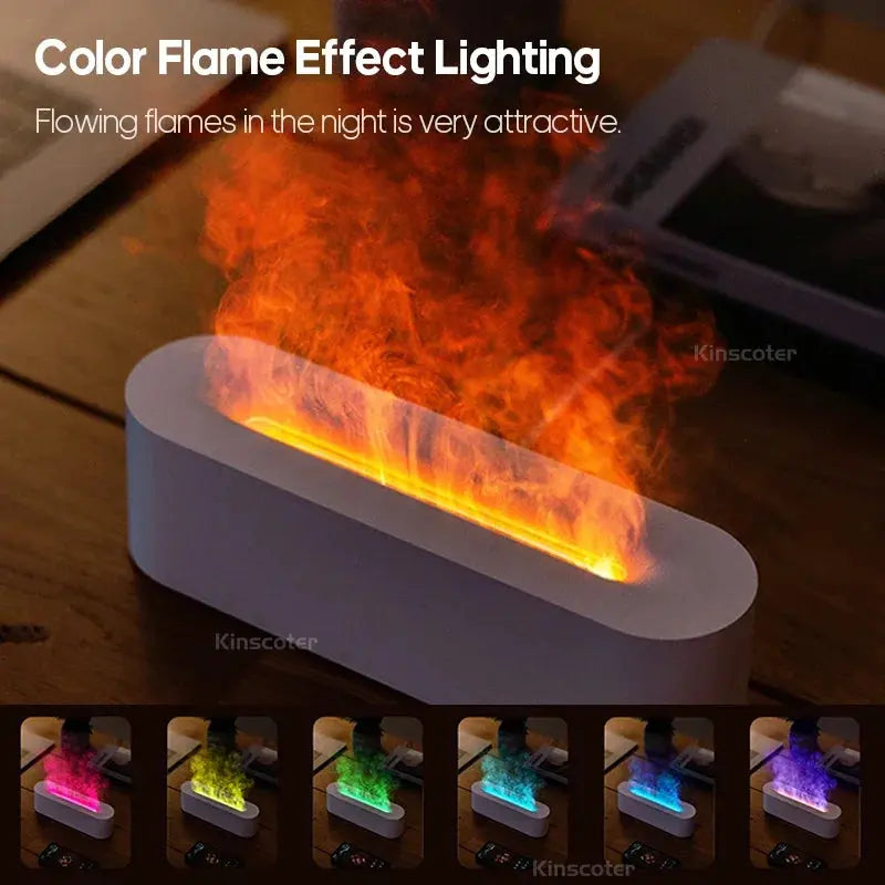 Essential Oil Aroma Diffuser, Flame Air Humidifier, Ultrasonic Fresh Mist, Diffuser with Realistic Fire RGB, Night Light Stone's Store