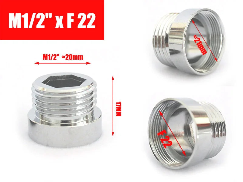 Brass Faucet Adapter1/2'' Male Screw Reducer Straight Fittings To 16 18 20 22 24 26 28 30MM  Kitchen Bathroom Aerator Connectors Shoppers Synchrony