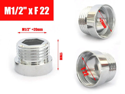 Brass Faucet Adapter1/2'' Male Screw Reducer Straight Fittings To 16 18 20 22 24 26 28 30MM  Kitchen Bathroom Aerator Connectors Shoppers Synchrony