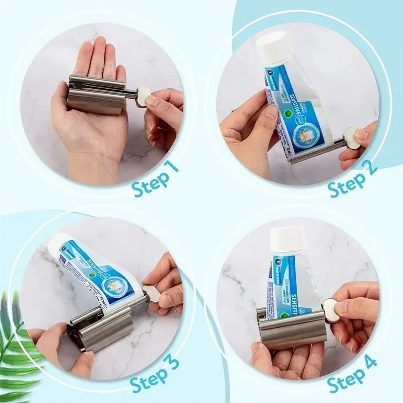 1pc Stainless Steel Wringer Roller Rotate Dispenser for Ointments Cosmetics Bathroom Accessories Toothpaste Squeezer Tube Roller Shoppers Synchrony