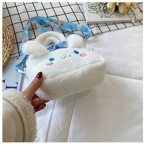 Kawaii Sanrio Plush Bag Kuromi Melody Cinnamoroll Cartoon Anime Handbag Crossbody Cosmetic Travel Storage Bags Women Girls Gifts Shoppers Synchrony
