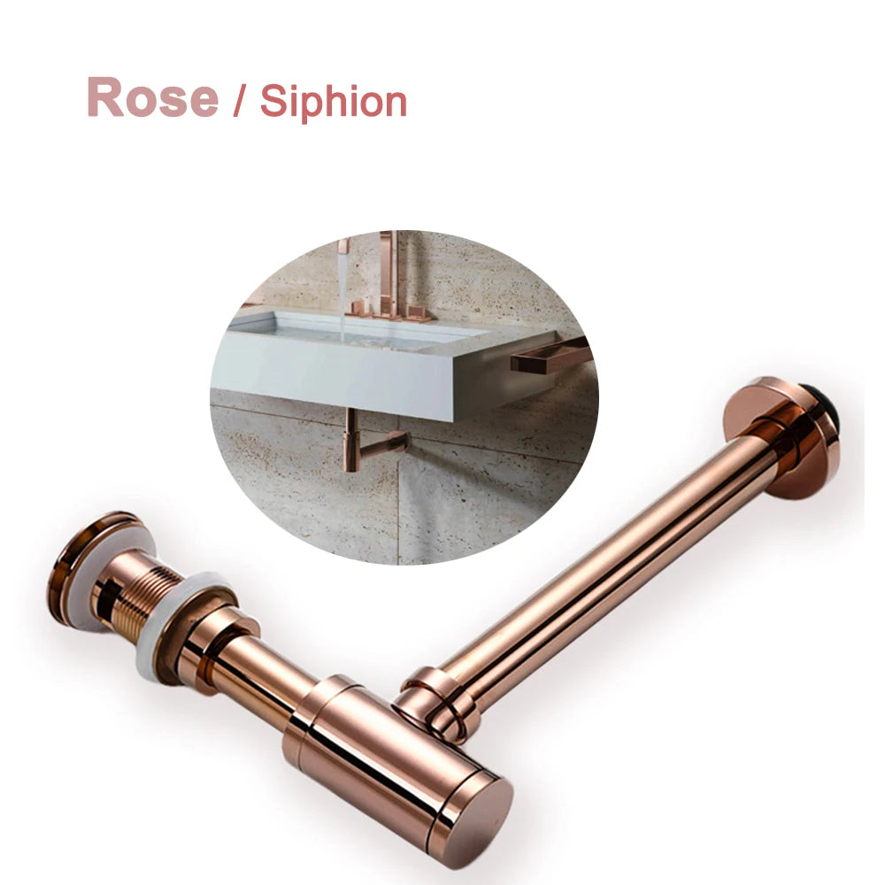 Rose Gold Basin Bottle Trap  Bathroom Sink Siphon Pipe Kits Pop Up Filter Stopper Toilet Washbasin Deodorization Drain Fittings Shoppers Synchrony