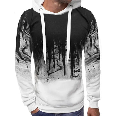 Gradient Print Men's Pullover Hooded Sweatshirt Spring Autumn Daily Fitness Sportswear Fashion Casual Hoodies Loose Clothing Shoppers Synchrony