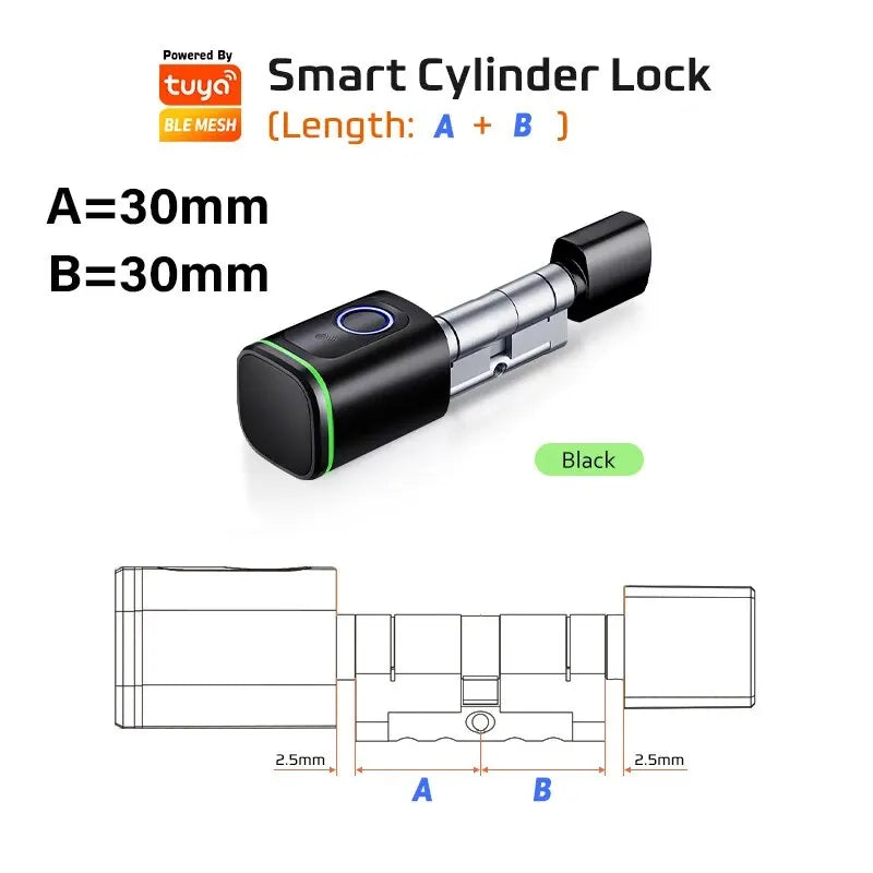 Smart Cylinder Lock With Tuya Bluetooth Fingerprint 13.56mhz IC Card Include CR123A Battery Easy Installation Replace S1 Shoppers Synchrony