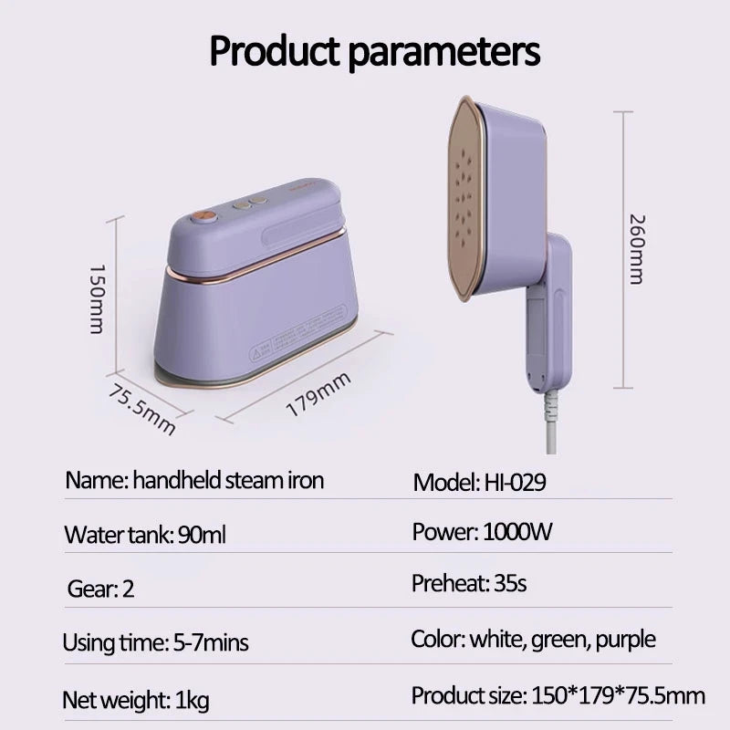 New Hanging Ironing Machine Handheld 1000W Home Small Steam Iron Portable Dry Wet Double Ironing 6 Holes For Steam Shoppers Synchrony