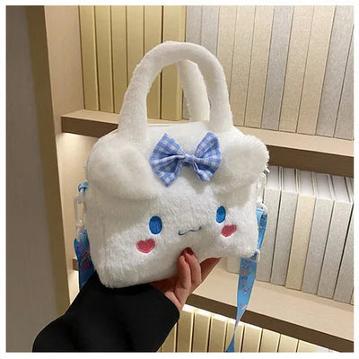 Kawaii Sanrio Plush Bag Kuromi Melody Cinnamoroll Cartoon Anime Handbag Crossbody Cosmetic Travel Storage Bags Women Girls Gifts Shoppers Synchrony