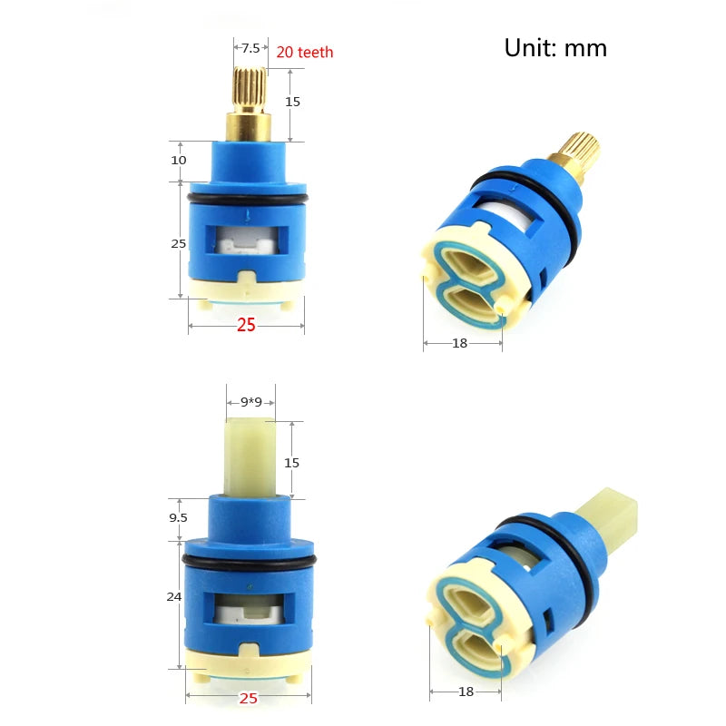 25MM/22MM Shower Faucet Ceramic Spool/Shower Sprinkler Water Separator 2-Hole Diversion Valve Core/Bathroom Accessories fittings Shoppers Synchrony