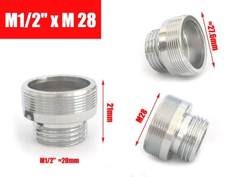 Brass Faucet Adapter1/2'' Male Screw Reducer Straight Fittings To 16 18 20 22 24 26 28 30MM  Kitchen Bathroom Aerator Connectors Shoppers Synchrony