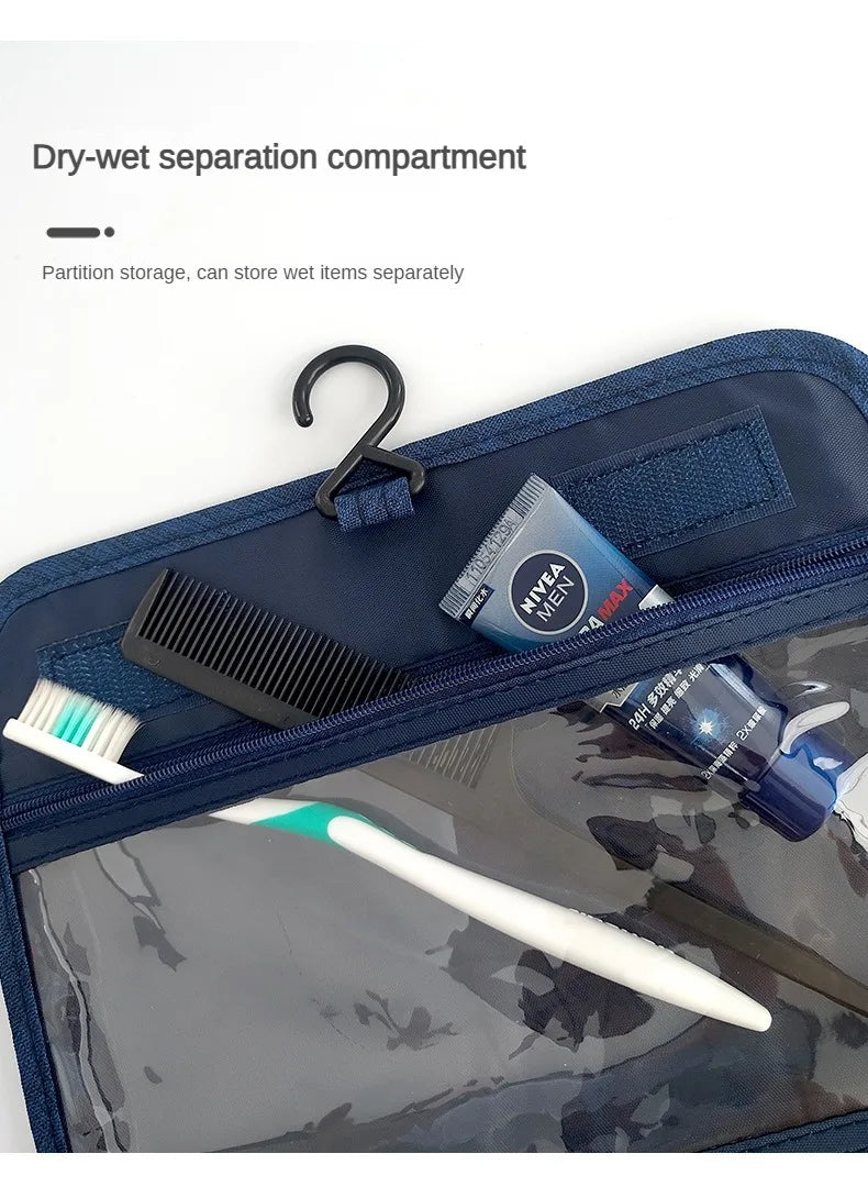 1pc Foldable Toiletry Bag Organizer Hanging Storage Bag Bathroom Makeup Bag Case Travel Dry And Wet Separation Cosmetic Bag Shoppers Synchrony