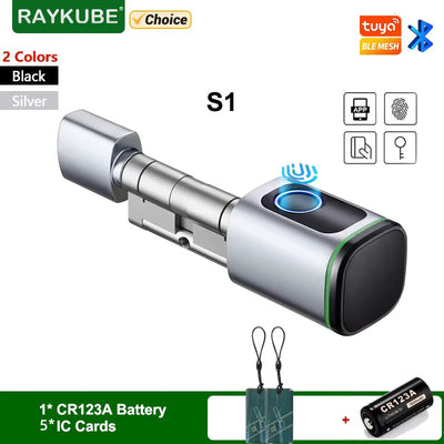 Smart Cylinder Lock With Tuya Bluetooth Fingerprint 13.56mhz IC Card Include CR123A Battery Easy Installation Replace S1 Shoppers Synchrony