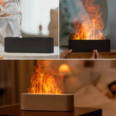 Essential Oil Aroma Diffuser, Flame Air Humidifier, Ultrasonic Fresh Mist, Diffuser with Realistic Fire RGB, Night Light Stone's Store