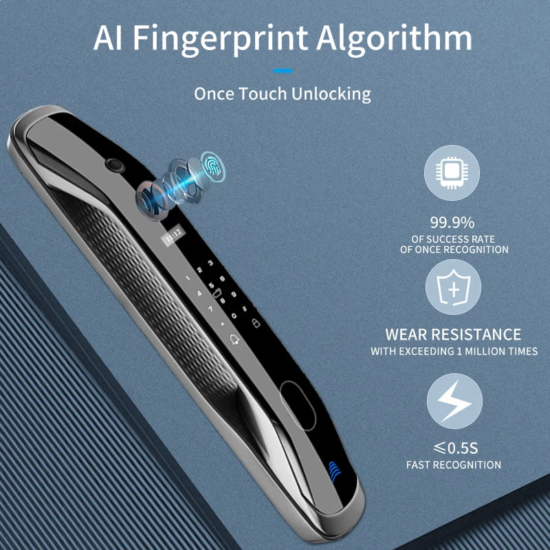 New Biometric Fingerprint Lock Security Smart Door Lock Password Electronic Locks Key IC Card Unlock APP Camera Electronic Lock Shoppers Synchrony