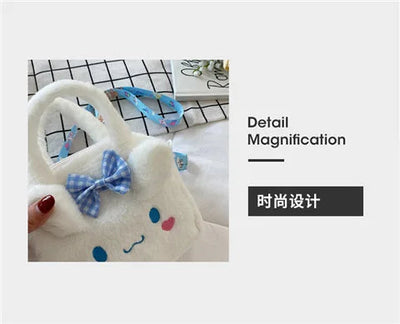 Kawaii Sanrio Plush Bag Kuromi Melody Cinnamoroll Cartoon Anime Handbag Crossbody Cosmetic Travel Storage Bags Women Girls Gifts Shoppers Synchrony