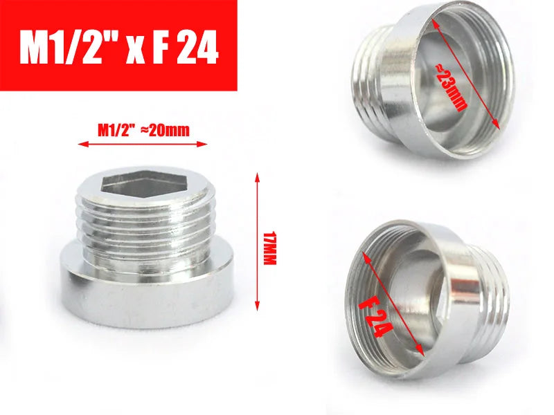 Brass Faucet Adapter1/2'' Male Screw Reducer Straight Fittings To 16 18 20 22 24 26 28 30MM  Kitchen Bathroom Aerator Connectors Shoppers Synchrony