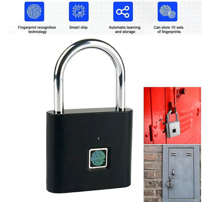 Smart Fingerprint Padlock Keyless Biometric Fingerprint Lock Electronics Door Lock Security Anti-theft Luggage Case Smart Locks Shoppers Synchrony