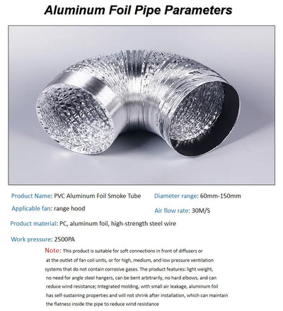 ∅60-150mm Dryer PVC Aluminum Foil Smoke Tube Flexible Ventilation Duct for Kitchen Bathroom Extractor Fitting Pipe Shoppers Synchrony