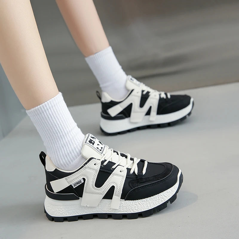 Women's Sneakers Trend 2024 Flat Female White Shoes High Quality Summer Sports Shoes Round Toe Black Woman Fashion Blown Sneaker Shoppers Synchrony