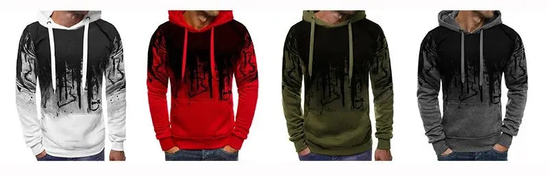 Gradient Print Men's Pullover Hooded Sweatshirt Spring Autumn Daily Fitness Sportswear Fashion Casual Hoodies Loose Clothing Shoppers Synchrony
