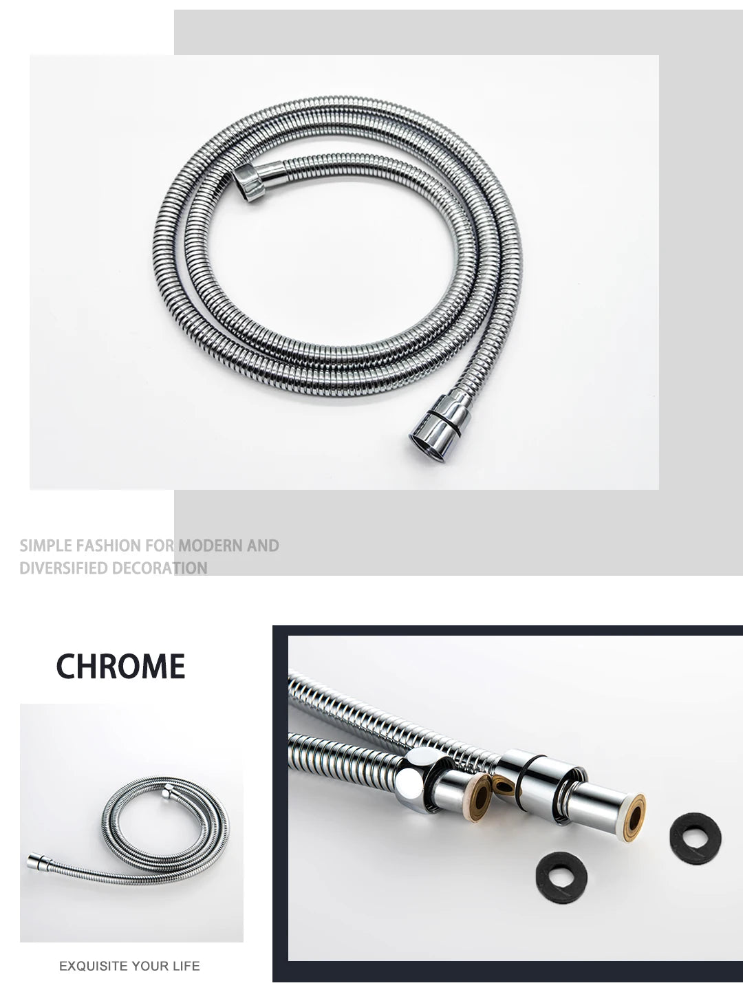 High Quality Black White Shower Hose Bathroom Fitting Stainless Steel Bath Tube 150CM Water Pipe Chrome Burshed Gold Grey Bronze Shoppers Synchrony