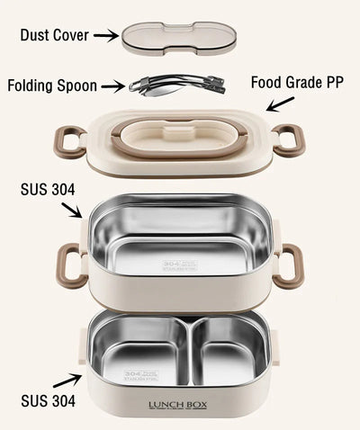 1500ml Double Layers Stainless Steel 304 Thermal Lunch Box With Insulation Bag Leak-Proof Bento Box Adult Student Food Container Shoppers Synchrony