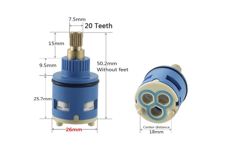 26MM Shower Faucet Ceramic Spool/Shower Sprinkler Water Separator 2-Hole Diversion Valve Core/Bathroom Accessories fittings Shoppers Synchrony