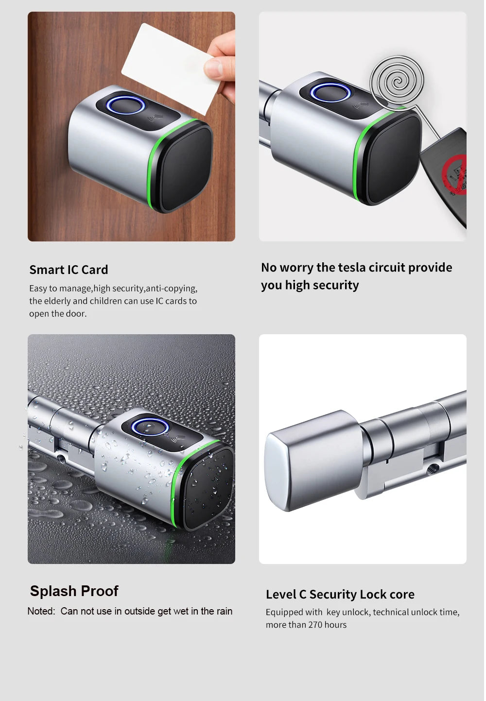 Smart Cylinder Lock With Tuya Bluetooth Fingerprint 13.56mhz IC Card Include CR123A Battery Easy Installation Replace S1 Shoppers Synchrony