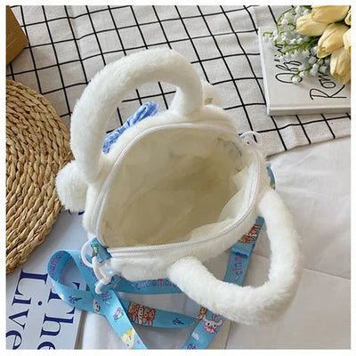 Kawaii Sanrio Plush Bag Kuromi Melody Cinnamoroll Cartoon Anime Handbag Crossbody Cosmetic Travel Storage Bags Women Girls Gifts Shoppers Synchrony