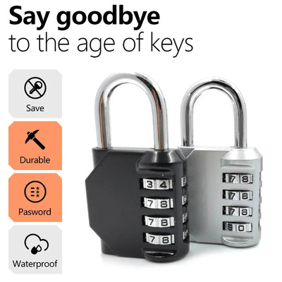 Clearance_Customs Padlock Password Locks 4 Digit Waterproof Outdoor Lock For Door Suitcase Bag Package Cabinet Locker Window_Con Shoppers Synchrony