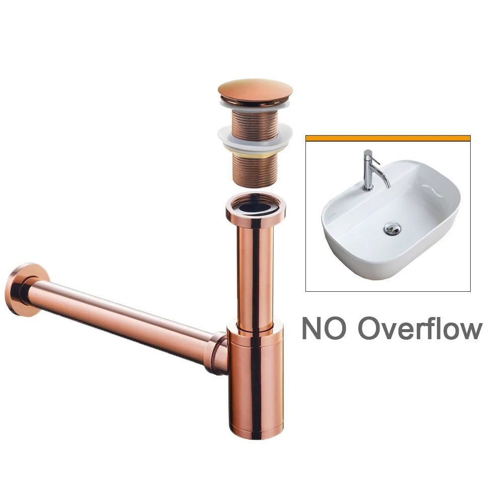 Rose Gold Basin Bottle Trap  Bathroom Sink Siphon Pipe Kits Pop Up Filter Stopper Toilet Washbasin Deodorization Drain Fittings Shoppers Synchrony