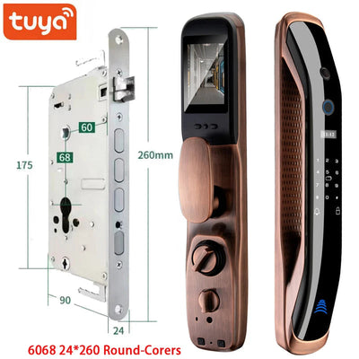 New Biometric Fingerprint Lock Security Smart Door Lock Password Electronic Locks Key IC Card Unlock APP Camera Electronic Lock Shoppers Synchrony
