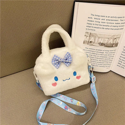 Kawaii Sanrio Plush Bag Kuromi Melody Cinnamoroll Cartoon Anime Handbag Crossbody Cosmetic Travel Storage Bags Women Girls Gifts Shoppers Synchrony