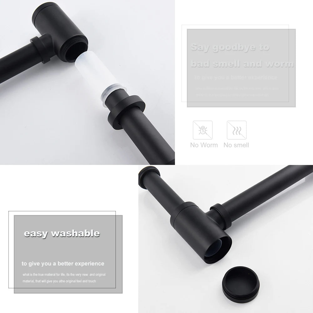 Black Bathroom Basin Bottle Trap Sink Waste Siphon Pipe Kits Toilet Deodorization Insect Stopper Drain Fittings Bathroom Basin Shoppers Synchrony