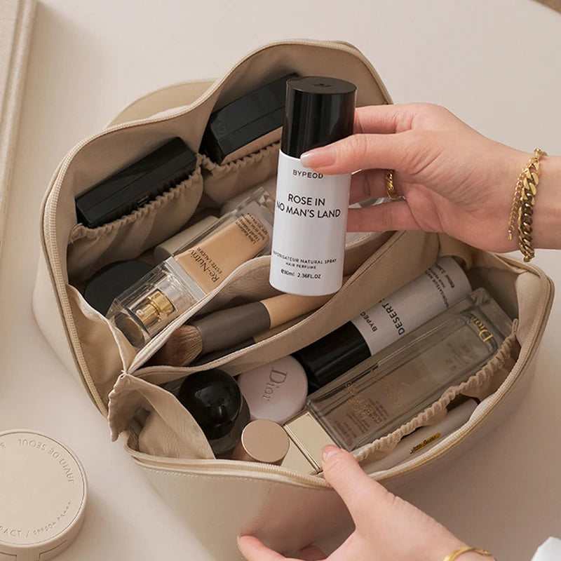 Cosmetic Bag PU Leather Large-capacity Travel Cosmetics Storage Bags Women Portable Handbag Multifunction Waterproof Washing Bag Shoppers Synchrony