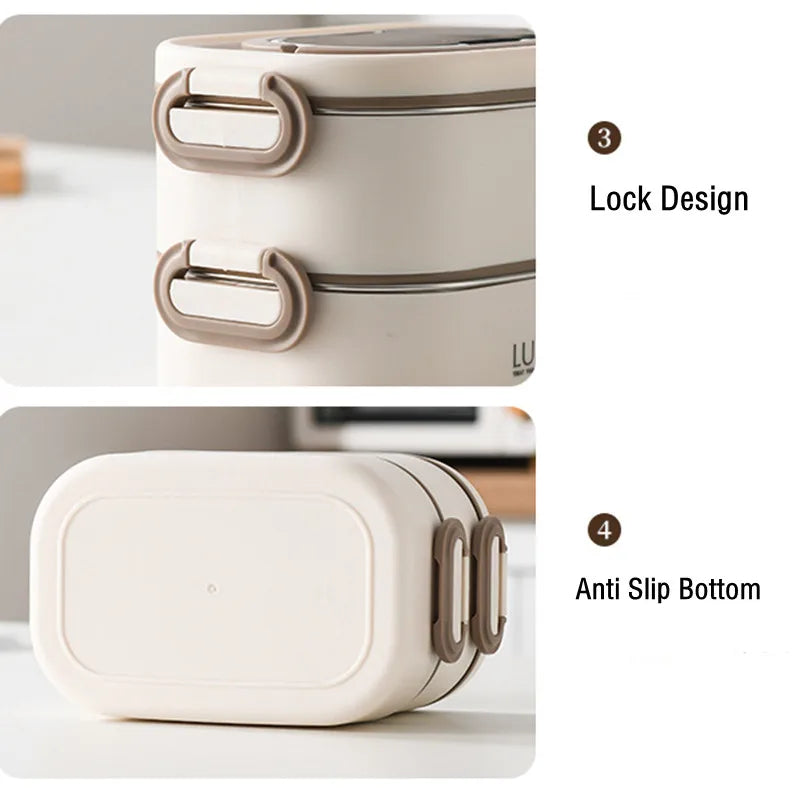 1500ml Double Layers Stainless Steel 304 Thermal Lunch Box With Insulation Bag Leak-Proof Bento Box Adult Student Food Container Shoppers Synchrony